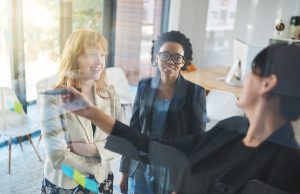 Women working together, exploring ideas